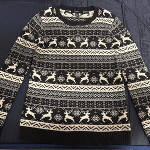 Black & White Reindeer Pattern Sweater
